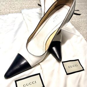 Gucci Women's Black and White Heels